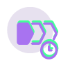 a logo with a green and purple symbol