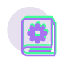 a purple and green square with a green circle in the middle